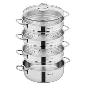 Korkmaz Perla 5 Piece Stainless Steel Manti Steamer Cookware Set in Silver
